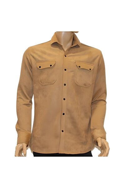 Mare Süet Nubuk Çıtçıtlı Likralı Gömlek