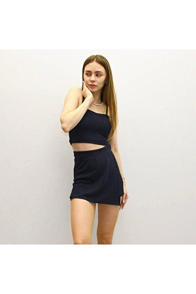 alenmoda Σετ κοντή φούστα και μπουστάκι με μονό σκίσιμο