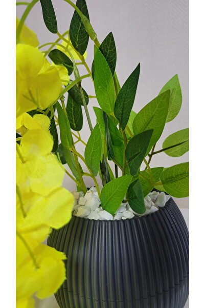 La bella bazar Artificial Flower Pendant in Pot Soft Color Acacia Pendant 5 Roots 70-80cm