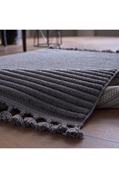 GÜMÜŞSUYU Deco Alvin 12612 Yeni Yüksek Kalite Modern Kabartmalı Örgü Saçaklı ...