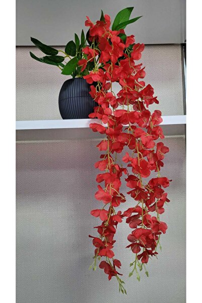 La bella bazar Artificial Flower Pendant in Pot Soft Color Acacia Pendant 5 Roots 70-80cm