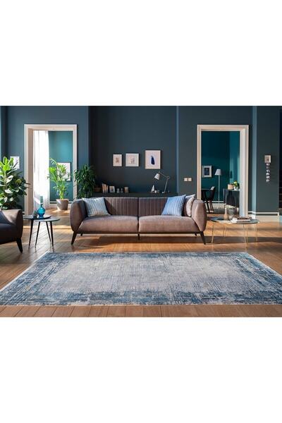 GÜMÜŞSUYU Ipekzade 100 11381 Yüksek Kalite Modern Mavi Salon Halısı