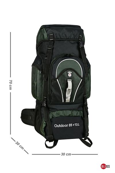 Bliss Professional Khaki 85+10 Liter Water Resistant Mountaineer & Camping Bag with Back Support