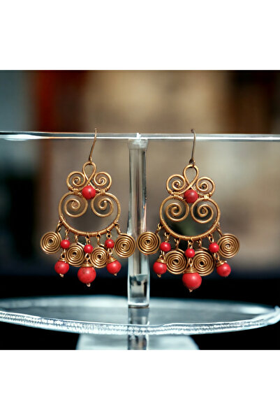 Birtakı'm Şeyler Otantik Bakır Tel Sarma El Yapımı Küpe