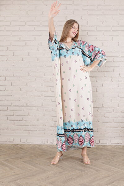 mervemoda Γυναικείο υφαντό φόρεμα σε Plus Size Battal Cut