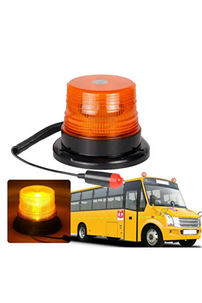 mısırlı grup İkaz Lambası Çakar Lamba Mıknatıslı (Tepe Lambası) 3 Fonksiyonlu Ledli 12-24 Volt Çakar SARI Sarı