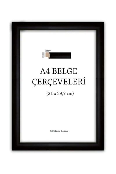 AS TİCARET Certificat de diplomă A4, clasa I, cadru negru (22 mm)
