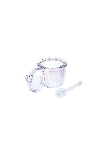 Karaca Rory Glass Honey Jar with Plastic Spoon