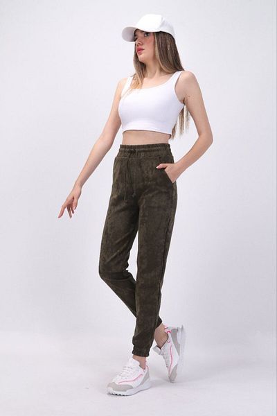 Dream Style WOMEN'S HIGH WAIST NUBUK SCUBA FABRIC SOFT TEXTURED DOUBLE POCKET JOGGER TRACKPOT POT