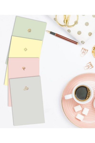 AKILLICA Unlined Notebook Set of 4 Pastel Notebooks 13 X 20 Cm