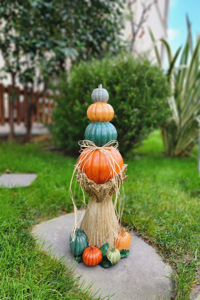 Ella's Design Studio Büyük Kabak Ağacı Heykeli, Katlı Kabak Biblo, Bal Kabağı...