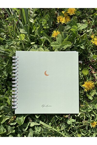 AKILLICA 15x15 Cm Kare Yeşil Defter Spiralli Defter Çizgisiz Defter