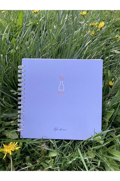 AKILLICA 15x15 Cm Square Purple Notebook Spiral Notebook Checkered Notebook