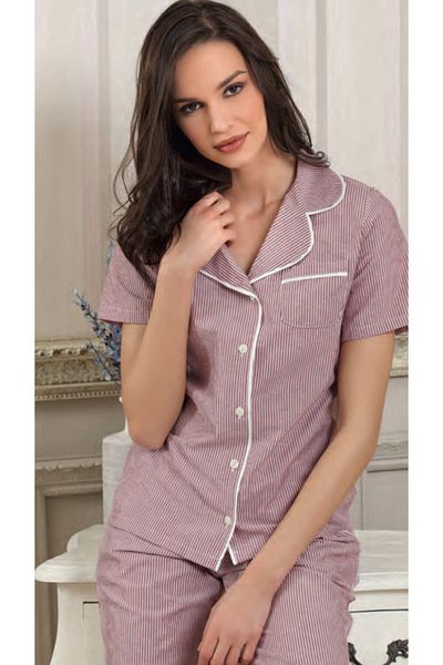Pelin Pijama Costum de pijama deschis în față-2235-bordeau