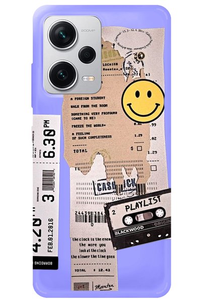 WANNA PROTECT Xiaomi Redmi Note 12 Pro 4g Lilac Velvet Playlist Patterned Sil...