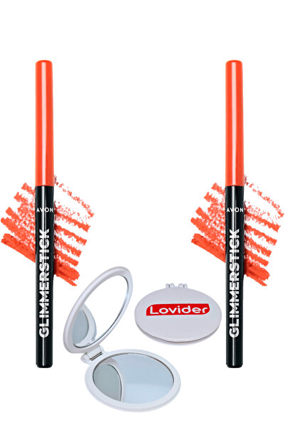 AVON Glimmerstick Asansörlü Dudak Kalemi - Coral 2'li + Lovider Cep Aynası He...