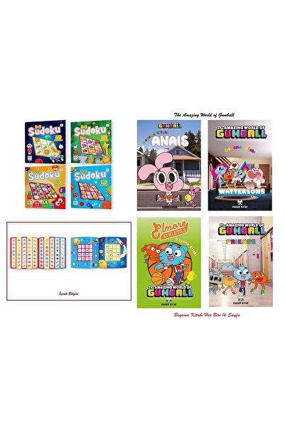 yükselen zeka 3-6 Yaş Stickerlı Sudoku Seti (260 Adet Sticker) ve The Amazing World of Gumball 4 Adet Boyama Kitab