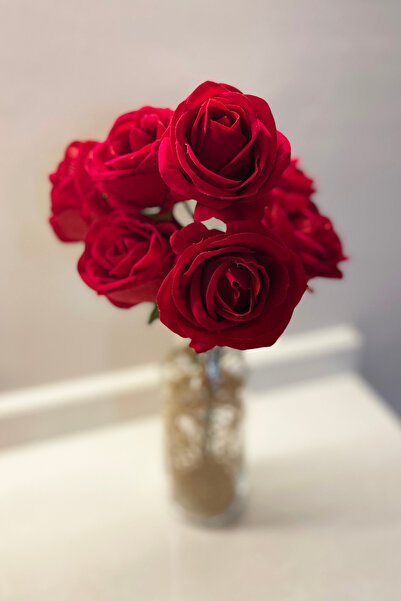 Meran Yapay Çiçek 7 Dallı Kadife Yapay Gül Demeti