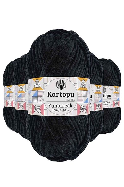 Kartopu 5 Pieces Black Yumurcak Velvet Braid - K940