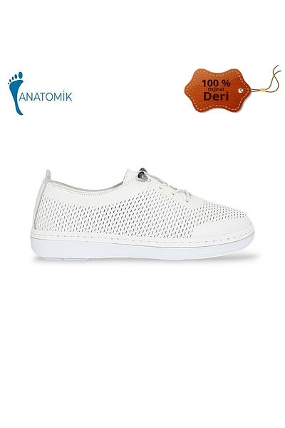 Konfores Pantofi casual 1836 din piele naturală cu talpă anatomică - NKT01836-WHITE-38