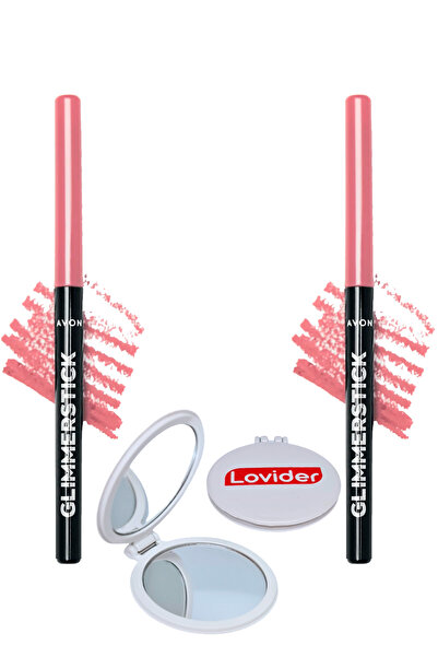 AVON Glimmerstick Asansörlü Dudak Kalemi - Pink Cashmere 2'li + Lovider Cep Aynası Hediye