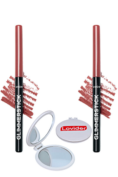 AVON Glimmerstick Asansörlü Dudak Kalemi - Mystery Mauve 2'li + Lovider Cep Aynası
