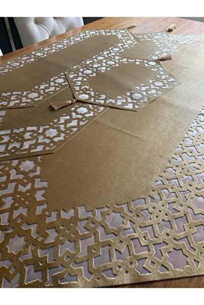 NURHAN HOME COLLECTION Seljuk Model Gold Color Living Room Set 4 Pieces