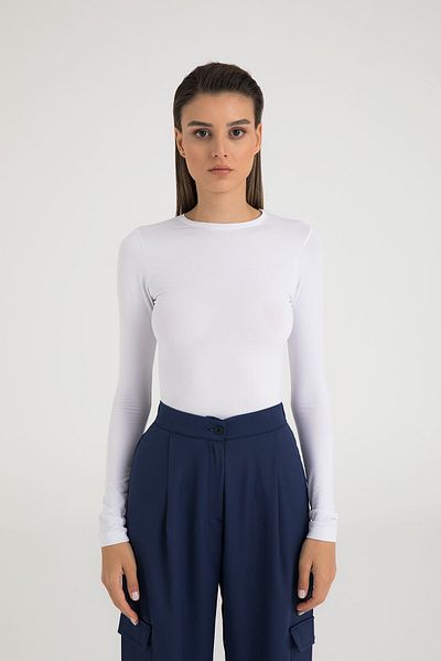 SHEISMONO Μπλούζα με στρογγυλή λαιμόκοψη Soft Touch Λευκή
