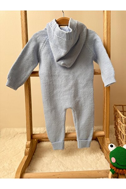 Yupera Mavi Triko Örme Tulum %100 Pamuk Unisex