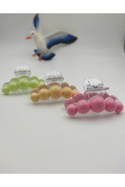 monalisatoka Kadın Şeffaf, Yeşil, Pembe, Sarı 3'Lü Mandal Toka Seti