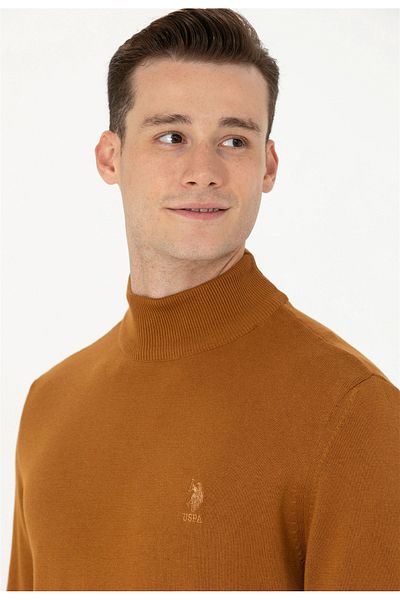 U.S. Polo Assn. Кокосов мъжки пуловер с висока яка YBS-SK23.