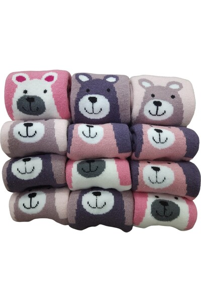 TrendCorap & Panda Serisi 12 Çift Pamuklu Kışlık Kalın Havlu Kaydırmaz Siliko...