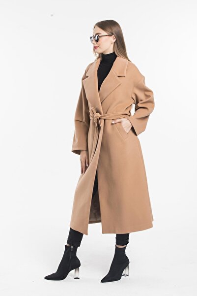 Pitti Women's Camel Oversize Long Coat 70594