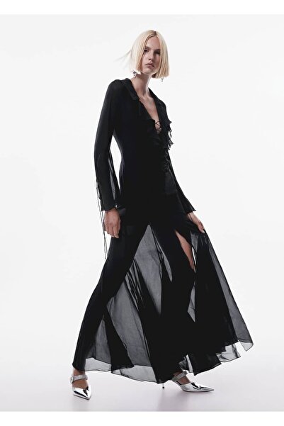 MANGO Woman Geniş Kollu Volanlı Elbise