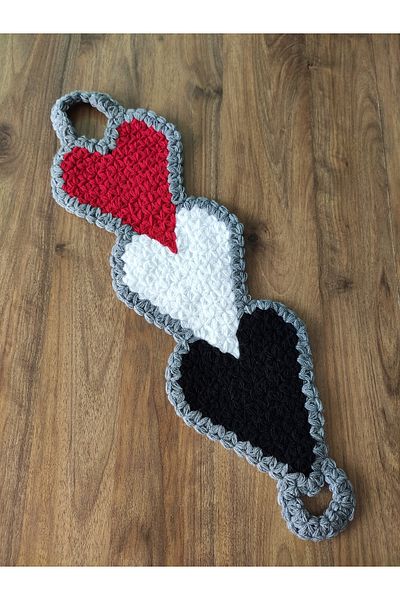 HANIMKIZ Hand Knitted Dowry Long Heart Groom Washcloth