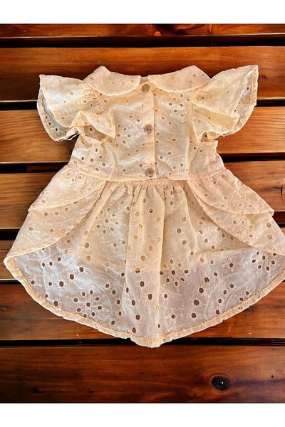 Bi Dolap Ponçik Yellow Scallop Fabric Cat Dog Clothes & Dress