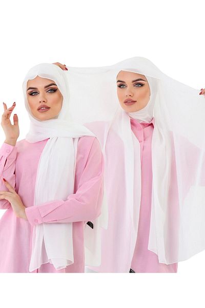 zocac Off-White Chiffon Ready Shawl - Practical Neck