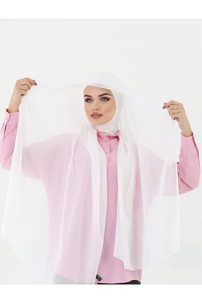 zocac Off-White Chiffon Ready Shawl - Practical Neck