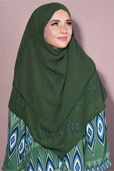 Nowa Scarf Emerald Green Instant Chiffon Souffle Hijab Medium Size Khimar