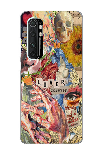 Magic Ring Xiaomi Mi Note 10 Lite Uyumlu Aesthetic Vintage Kolaj Desenli Şeff...