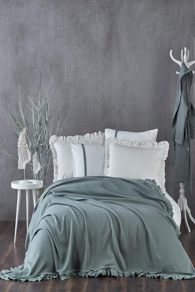 Ecocotton Alessa Yeşil Çift Kişilik Organik Pamuk Pike Takımı