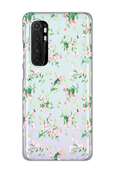 Magic Ring Xiaomi Mi Note 10 Lite Uyumlu Çiçek Desenli Şeffaf Telefon Kılıfı