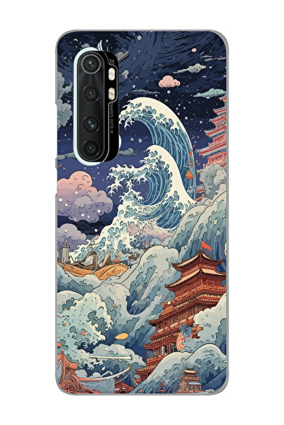 Magic Ring Xiaomi Mi Note 10 Lite Uyumlu Kanagawa Dalga Kolaj Desenli Şeffaf ...