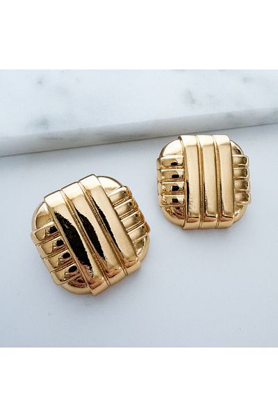 CHARMLUCKY Steel large size square earrings