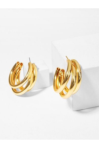 CHARMLUCKY 3-Piece Look Hoop Earrings