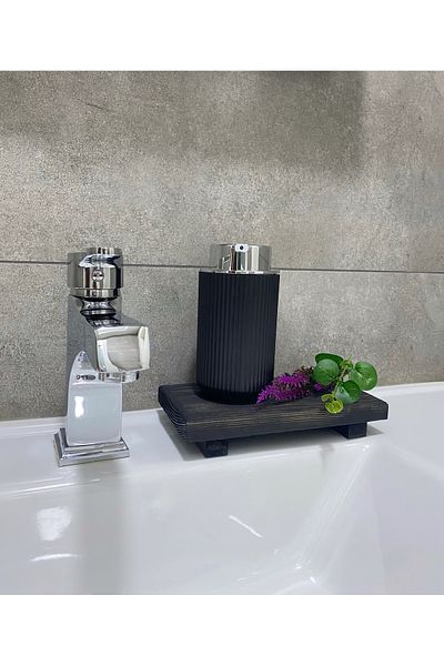 MSAĞWOODS Wooden Liquid Soap Holder Oil Rack Riser Sink Kitchen Bathroom Organizer Countertop