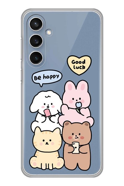 Magic Ring Transparent Phone Case with Cute Teddy Bears Pattern Compatible wi...