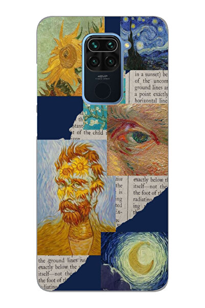 Magic Ring Xiaomi Redmi Note 9 Uyumlu Vincent van Gogh Kolaj Desenli Şeffaf T...