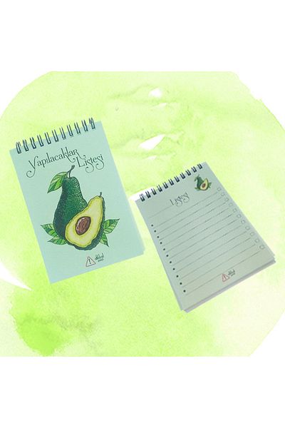 Dikkat Ajans To Do List Notebook (64 PAGES) Avocado Patterned 2 Pieces