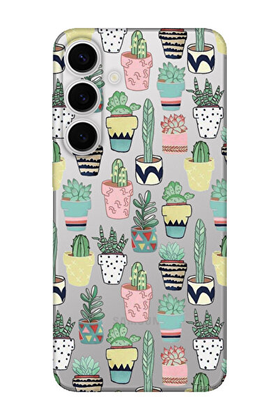 frondcase حافظة هاتف شفافة بنمط الصبار لهاتف سامسونج S24 بلس